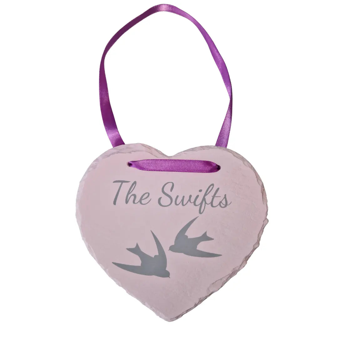 Engraved Heart Slate Hanging Sign – Custom Design