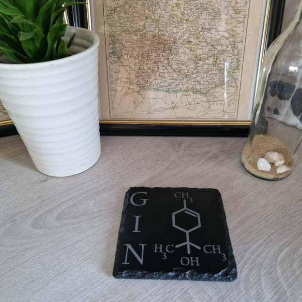 Engraved Slate Coaster – Gin Molecule Design