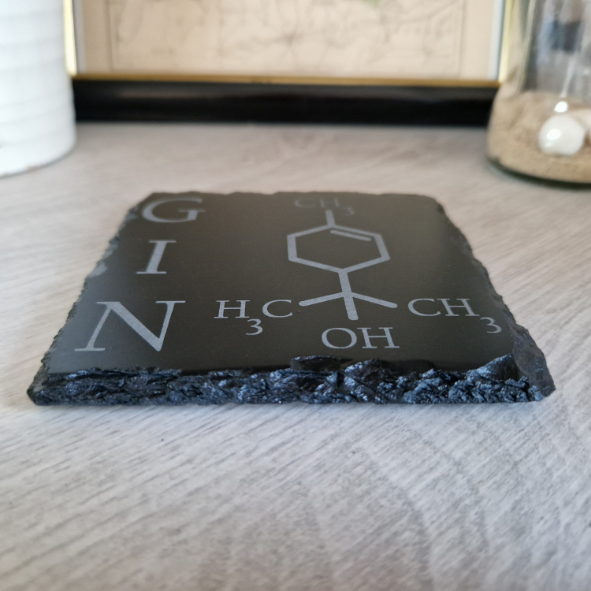 Engraved Slate Coaster – Gin Molecule Design