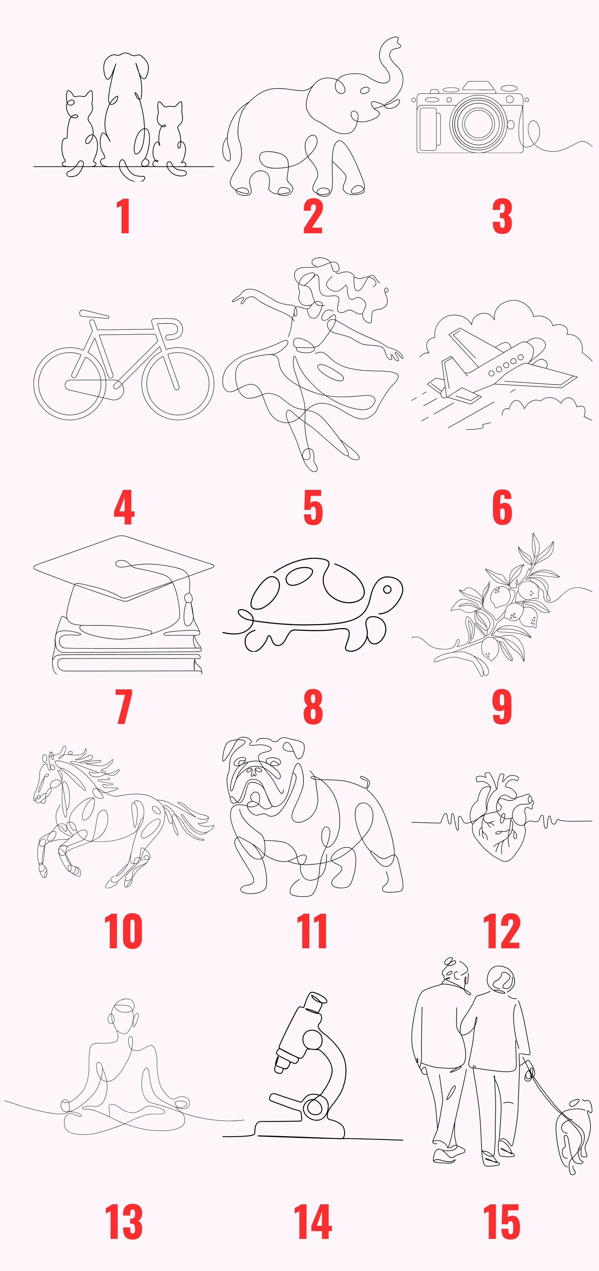 Collection of line art picture engraving options showcasing custom designs, featuring a variety of images.